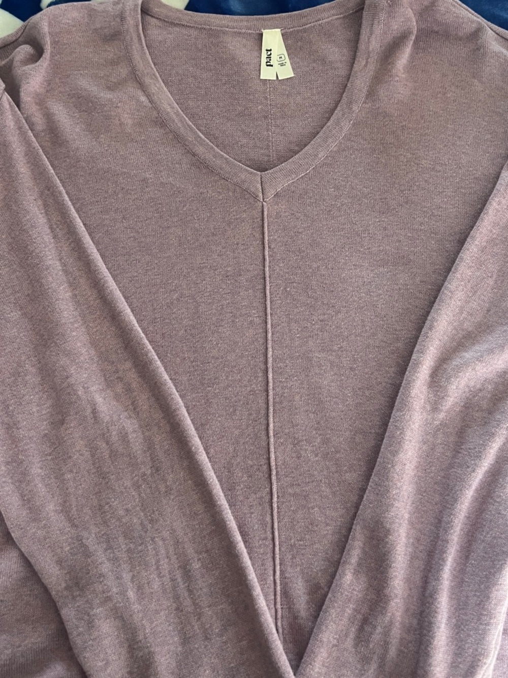 Pact Women's V-Neck Sweater in Dusty Mauve